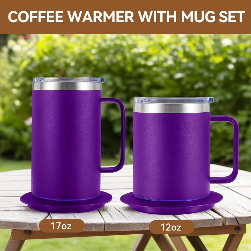 DEQIANG Self Heating Coffee Mug, Heated Coffee Mug with Smart Mug Warmer & Ergonomic Handle, Auto Heat to 131°F, USB-Powered Desk Warmer for Office Home Use, Ideal Coffee Lovers Gift (Purple-17oz) - Image 3